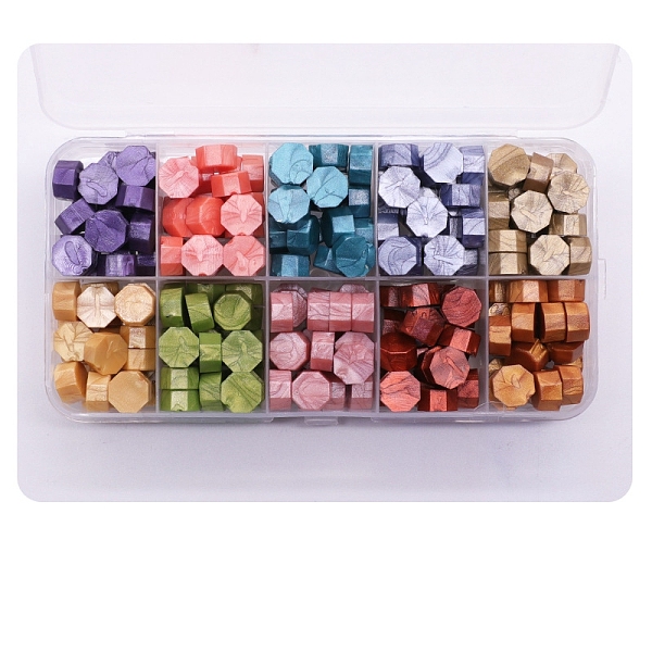 

PandaHall 10 Grids Sealing Wax Particles, for Retro Seal Stamp, Octagon, Colorful, 125x65mm Wax Octagon