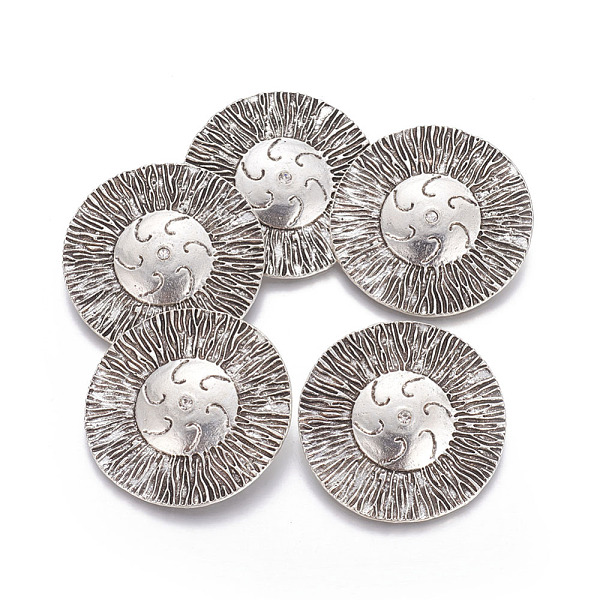 

PandaHall Alloy Pendants, with Rhinestone, Flat Round, Antique Silver, 44~44.5x8mm, Hole: 4mm Alloy+Rhinestone Flat Round