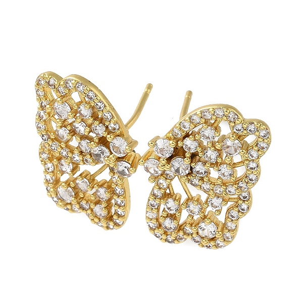 

PandaHall Rack Plating Brass Micro Pave Cubic Zirconia Studs Earrings, Long-Lasting Plated, Lead Free & Cadmium Free, Butterfly, Real 18K...