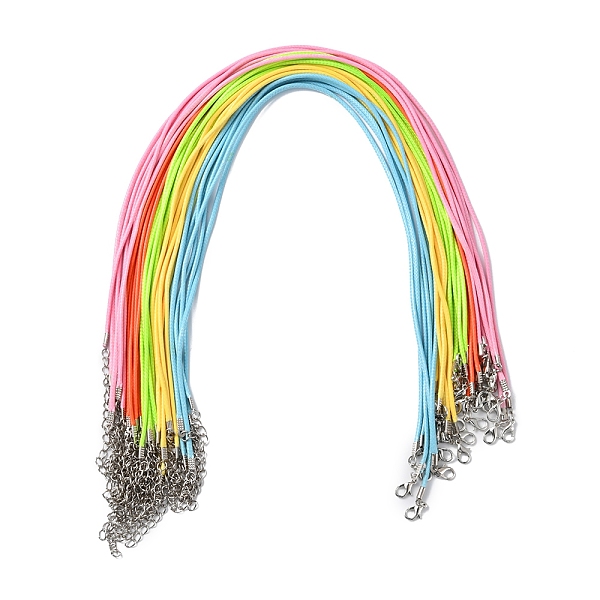 

PandaHall 30Pcs 5 Colors Waxed Cord Necklace Making, with Zinc Alloy Lobster Clasps, Platinum, Mixed Color, 17-3/4 inch~18 inch(45.5~46cm)..., Multicolor