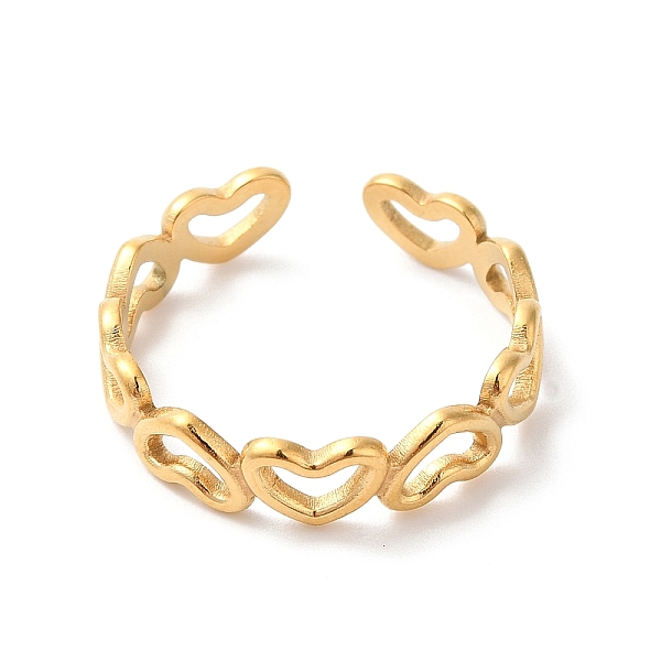 

PandaHall Ion Plating(IP) 304 Stainless Steel Hollow Heart Open Cuff Ring for Women, Golden, Inner Diameter: 18mm 304 Stainless Steel
