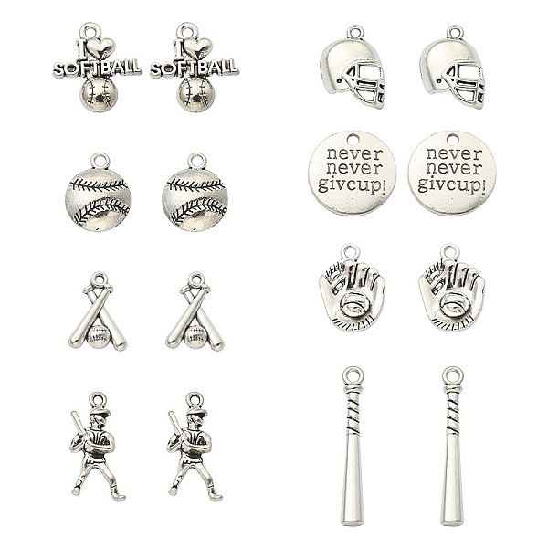 

PandaHall 16Pcs 8 Style Tibetan Style Alloy Pendants Sets, Sports Goods Charm, Baseball & Softball & Football Helmet, Antique Silver...