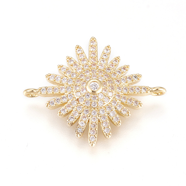 

PandaHall Brass Micro Pave Cubic Zirconia Links, Long-Lasting Plated, Lead Free & Cadmium Free & Nickel Free, Flower, Clear, Real 18K Gold...