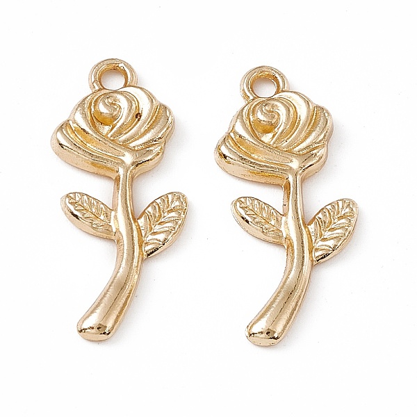 

PandaHall Alloy Pendants, Rose and Leaf Charm, Golden, 23x9.5x2mm, Hole: 1.6mm Alloy Flower