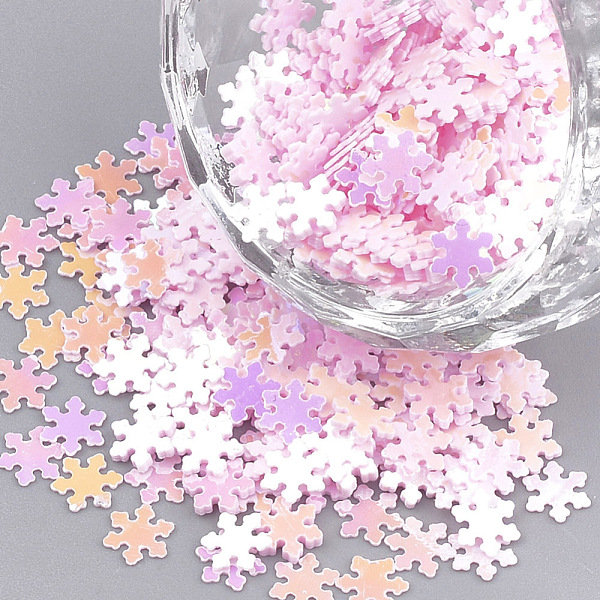 

PandaHall Ornament Accessories, PVC Plastic Paillette/Sequins Beads, AB Color Plated, Snowflake, Pearl Pink, 5x4x0.2mm, about 9240pcs/77g...
