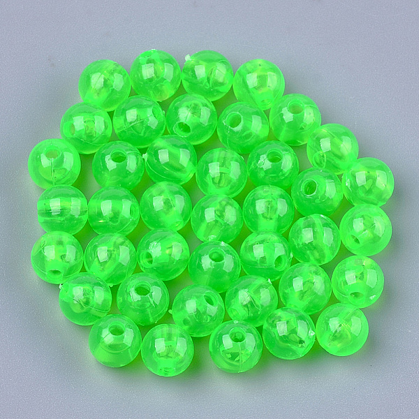 

PandaHall Transparent Plastic Beads, Round, Lime, 6x5.5mm, Hole: 1.8mm, about 5000pcs/500g Plastic Round Green