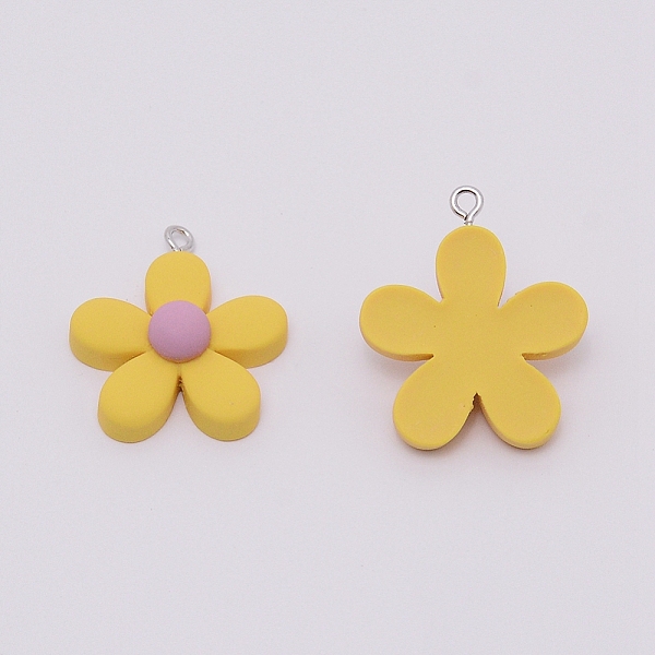 

PandaHall Resin Pendants, with Platinum Iron Peg Bail, Flower, Gold, 30x27x9mm, Hole: 2mm Iron+Resin Flower Gold