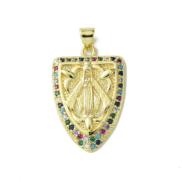 

PandaHall Real 18K Gold Plated Brass Micro Pave Cubic Zirconia Pendants, Shield with Virgin, Colorful, 29x19x3mm, Hole: 3.5x4.5mm...