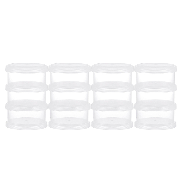PandaHall Transparent Plastic Bead Containers, 3 Layer Joint Stackable Storage Boxes, Clear, 10.1x6.9cm, Single: 3.6x6.9cm, 3pcs/set Plastic...