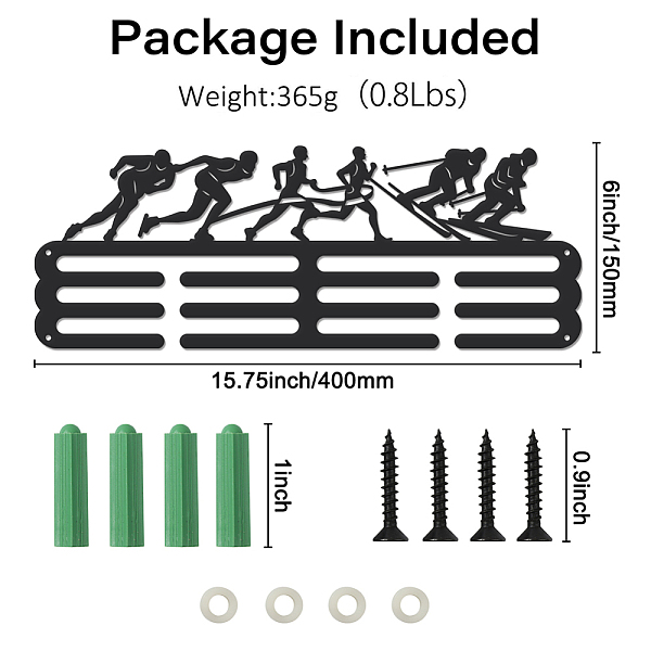 スピード スケート & ランニング & スキーをテーマにした鉄メダル ハンガー ホルダー ディスプレイ ウォール ラック
