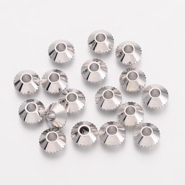

PandaHall Brass Spacer Beads, Bicone, Platinum, about 4mm in diameter, hole: 1mm Brass Bicone