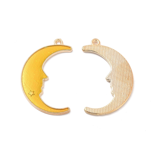 

PandaHall Alloy Enamel Pendants, Crescent Moon with Face Charm, Golden, Gold, 32x19.5x1.5mm, Hole: 1.4mm Alloy+Enamel Moon Gold