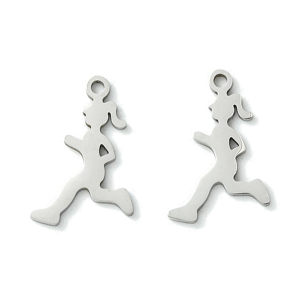 

PandaHall 201 Stainless Steel Pendants, Laser Cut, Running Girl Charm, Stainless Steel Color, 17.5x11x1mm, Hole: 1.4mm 201 Stainless Steel...