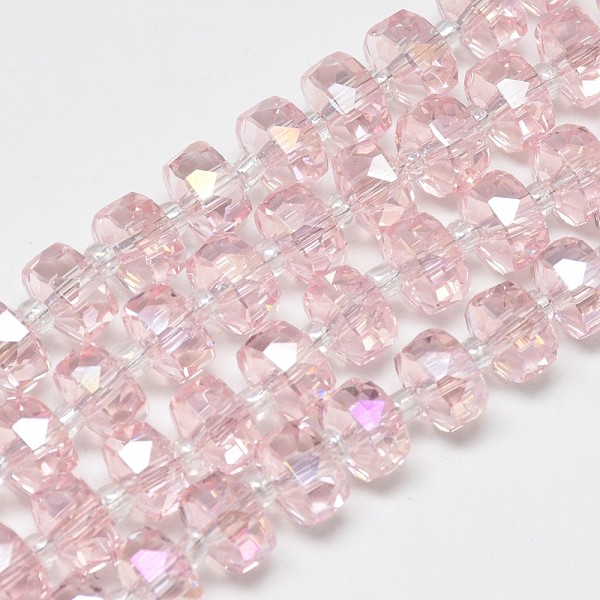 

PandaHall Electroplate Glass Beads Strands, Rainbow Plated, Faceted, Flat Round, Pink, 10x6mm, Hole: 1.5mm, about 60pcs/strand, 18.9 inch...