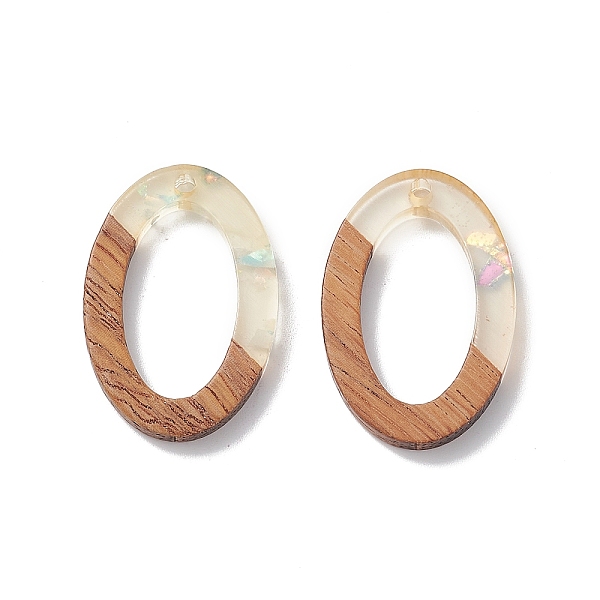 

PandaHall Transparent Resin & Walnut Wood Pendants, with Paillette/Sequin, Oval, Sienna, 28.5x19.5x3mm, Hole: 1.8mm Resin+Wood Oval Brown