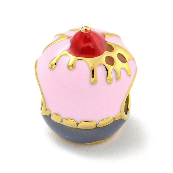 

PandaHall 304 Stainless Steel Enamel European Beads, Large Hole Beads, Cake, Golden, Pearl Pink, 12.5x10x9.5mm, Hole: 4.7mm Stainless...