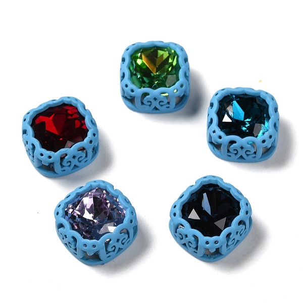 

PandaHall Sew on Rhinestone, Glass Rhinestone, with Brass Findings, Garments Accessories, Squre, Mixed Color, Deep Sky Blue, 14.5x14.5x7.5mm..., Multicolor