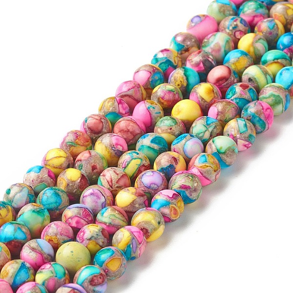 

PandaHall Assembled Natural & Dyed Magnesite Beads Strands, Round, Colorful, 6~6.5mm, Hole: 0.5~1mm, about 63~64pcs/strand, 14.84~15.16 inch...