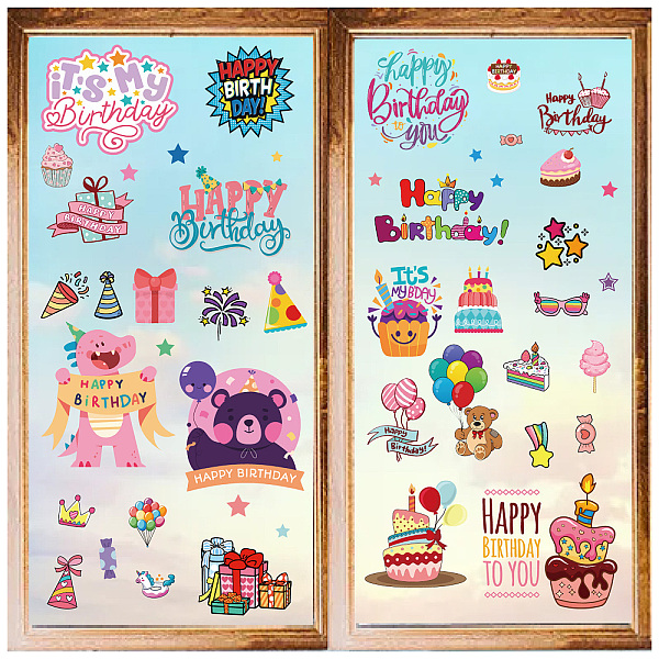 

PandaHall 8 Sheets 8 Styles PVC Waterproof Wall Stickers, Self-Adhesive Decals, for Window or Stairway Home Decoration, Mixed Shapes...