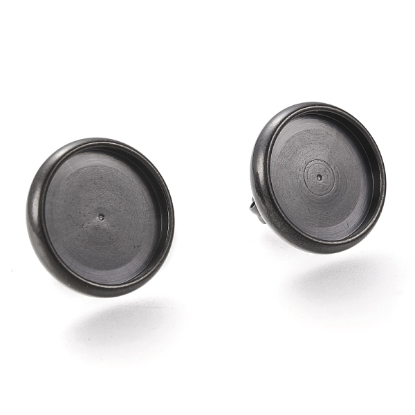 

PandaHall 304 Stainless Steel Stud Earring Settings, with Ear Nuts, Flat Round, Electrophoresis Black, Tray: 12mm, 14mm, Pin: 0.8mm 304...