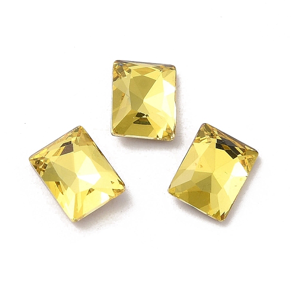 

PandaHall Glass Rhinestone Cabochons, Point Back & Back Plated, Faceted, Rectangle, Citrine, 8x6x2.8mm Glass Rhinestone Rectangle Orange