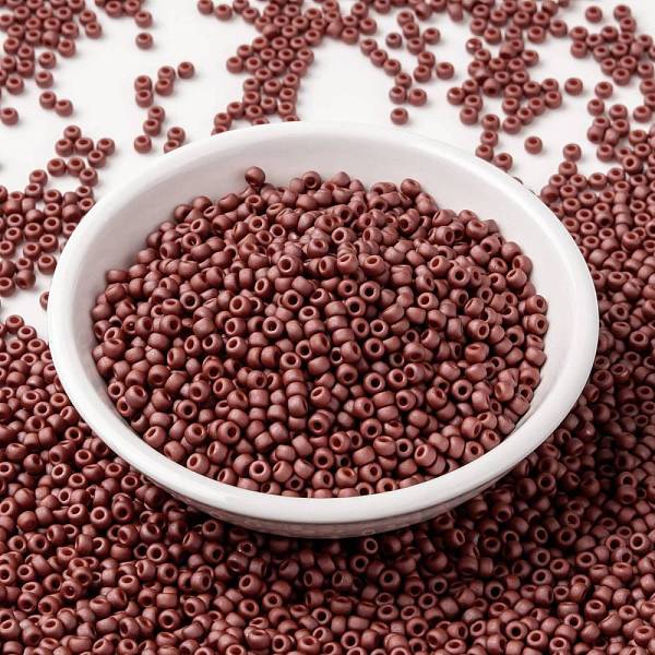 

PandaHall MIYUKI Round Rocailles Beads, Japanese Seed Beads, 8/0, (RR2315) Matte Opaque Terra Cotta, 3mm, Hole: 1mm, about 422~455pcs/bottle..., Red