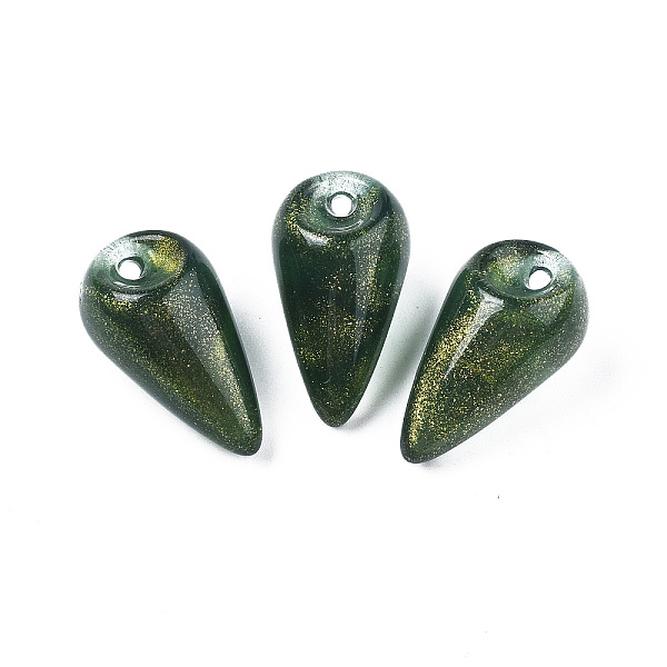 

PandaHall Opaque Acrylic Pendants, Two Tone Color, with Glitter Powder, Teardrop, Dark Green, 25x14mm, Hole: 1.8mm, about 239pcs/500g...