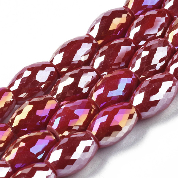 

PandaHall Electroplate Glass Beads Strands, AB Color Plated, Faceted, Oval, Dark Red, 11x8mm, Hole: 1.2mm, about 60pcs/strand, 26.38 inch...