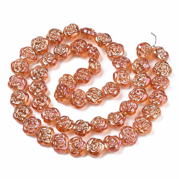 

PandaHall Electroplate Transparent Glass Beads Strands, Flower, Chocolate, 12.5x14x8.5mm, Hole: 1mm, about 50pcs/strand, 23.62 inch(60cm)..., Brown
