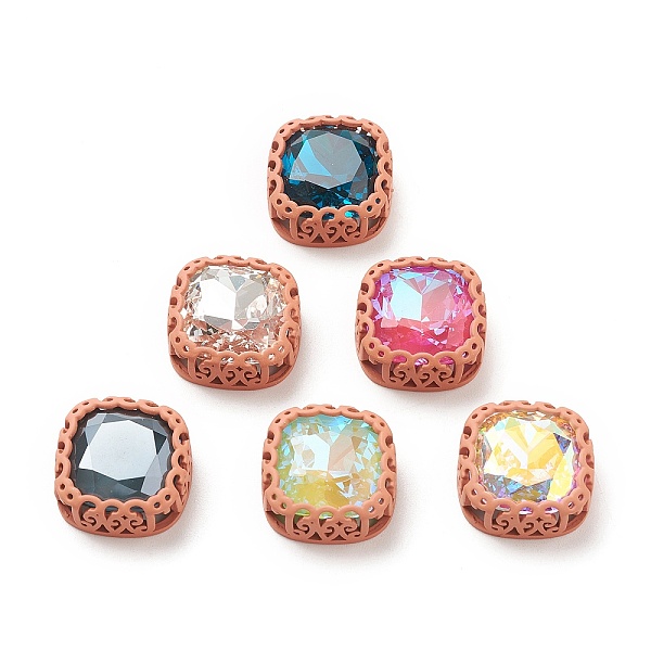 

PandaHall Sew on Rhinestone, Glass Rhinestone, with Brass Findings, Garments Accessories, Square, Mixed Color, Saddle Brown, 21.5x21x10mm..., Multicolor