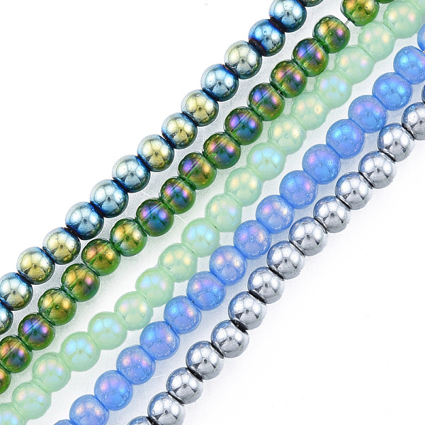 

PandaHall Electroplate Glass Beads Strands, Round, Mixed Color, 3mm, Hole: 0.8mm, about 128~138pcs/strand, 13.39 inch~15.28 inch(34~38.8cm)..., Multicolor