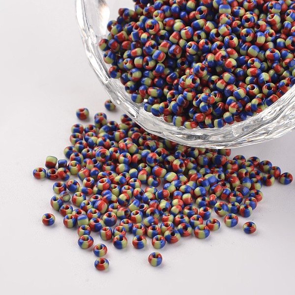 

PandaHall 12/0 Opaque Colours Seep Glass Beads, Round Seed Beads, Colorful, 1.5~2x2mm, Hole: 0.5mm, about 22500pcs/450g Glass