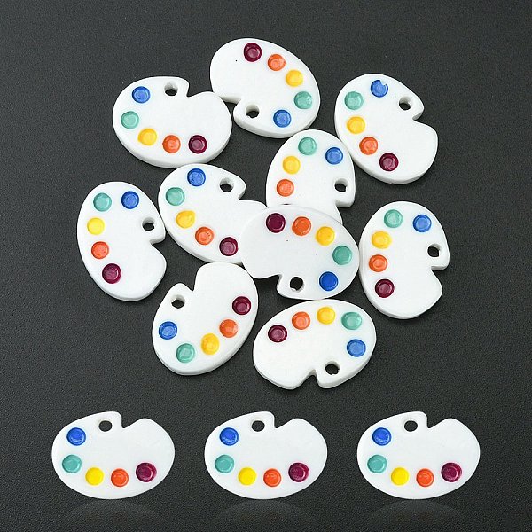PandaHall Opaque Resin Pendants, Drawing Board Shaped Charms, Colorful, 24~25x17x4.5mm, Hole: 3mm Resin Tool