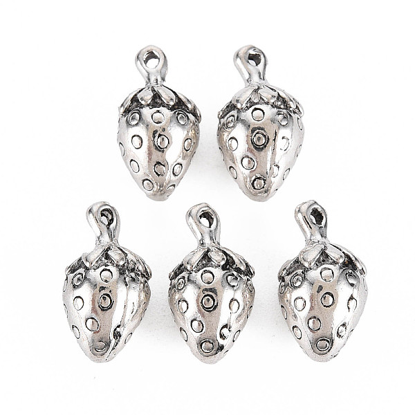 

PandaHall Tibetan Style Alloy Pendants, Cadmium Free & Lead Free, Strawberry, Antique Silver, 16x9x8.5mm, Hole: 1.2mm Alloy Fruit