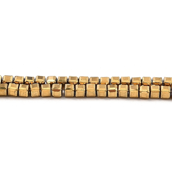 

PandaHall Electroplated Synthetic Non-Magnetic Hematite Beads Strands, Faceted Cube, Golden Plated, 2.5x2.5x2.4mm, Hole: 0.8mm, about...