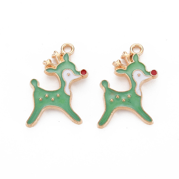 

PandaHall Alloy Enamel Pendants, Deer, Light Gold, Medium Aquamarine, 21x14x3mm, Hole: 1.6mm Alloy+Enamel Deer