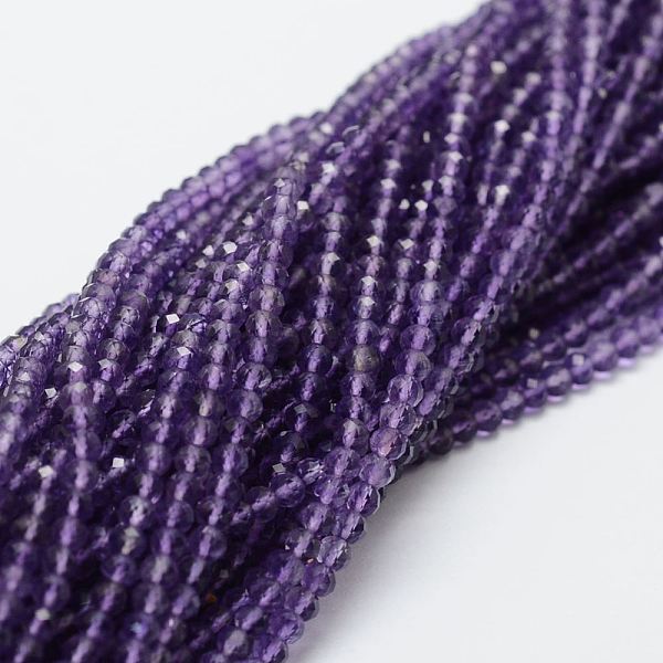 

PandaHall Natural Amethyst Bead Strands, Faceted, Round, 3mm, Hole: 0.5mm, about 120~124pcs/strand, 12.8 inch(325mm) Amethyst Round
