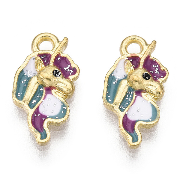 

PandaHall Zinc Alloy Enamel Pendants, Unicorn, Colorful, 15.5x8.5x2.5mm, Hole: 1.5mm Alloy+Enamel Unicorn