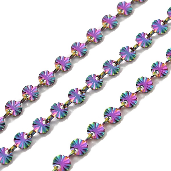 

PandaHall Ion Plating(IP) 304 Stainless Steel Flower Link Chains, with Spool, Unwelded, Rainbow Color, 6x4x0.6mm, about 32.81 Feet(10m)/Roll...