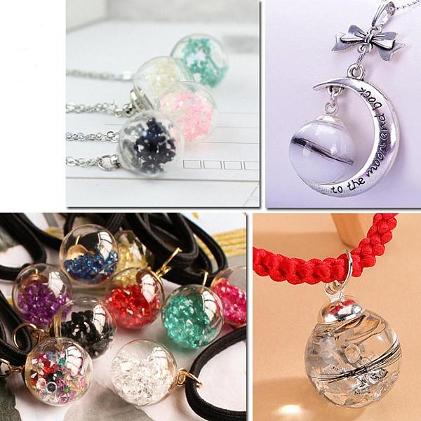 

PandaHall Glass Bottle Pendants, with Brass Cap, Wish Bottle Pendant, Refillable Bottle Pendant, Round, Golden, Clear, 22mm, Hole: 1.8mm...