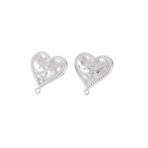 

PandaHall 304 Stainless Steel Stud Earring Findings, with Ear Nuts, Loop and Crystal Rhinestone, Heart, Stainless Steel Color, 17.5x16.5mm..., Clear