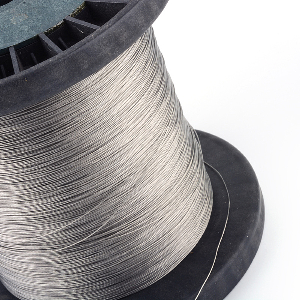 

PandaHall Tiger Tail, Original Color(Raw) Wire, Nylon-coated 304 Stainless Steel, Raw, 30 Gauge, 0.25mm, about 13123.35 Feet(4000m)/1000g..., Silver