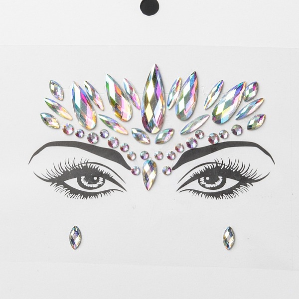

PandaHall Acrylic Face Gems Stickers, Self Adhesive Temporary Tattoo, with Teardrop & Half Round & Horse Eye Rhinestones, Colorful...