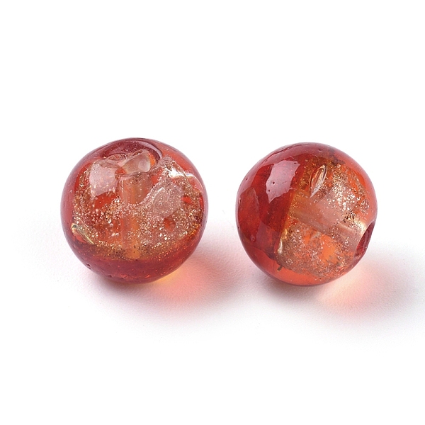 

PandaHall Handmade Two Tone Gold Sand Lampwork Round Beads, Mixed Color, 12mm, Hole: 1.6~2mm Lampwork Round Multicolor