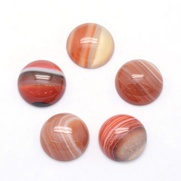 

PandaHall Natural Banded Agate Cabochons, Half Round, 12x5~6mm Banded Agate Half Round