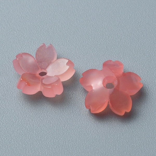 

PandaHall Cellulose Acetate(Resin) Beads, with Gold Glitter Powder, Flower, Salmon, 11x11.5x4mm, Hole: 1.5mm Cellulose Acetate Flower Red