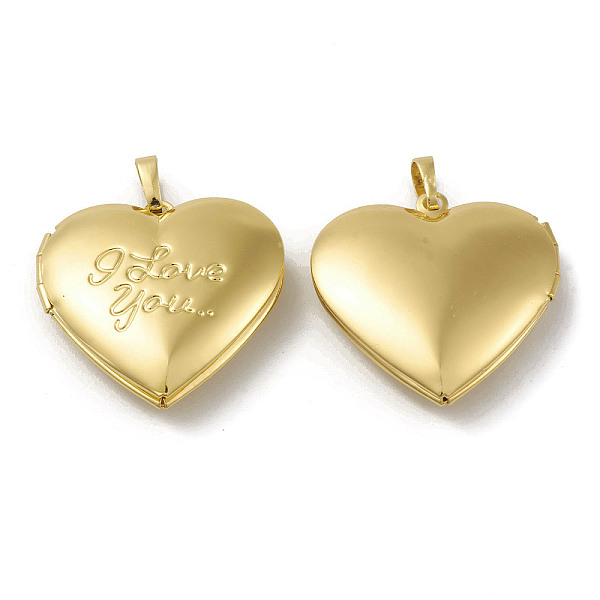 

PandaHall Rack Plating Brass Locket Pendants, Heart with Word I Love You Charm, Cadmium Free & Lead Free, Long-Lasting Plated, Real 18K Gold...