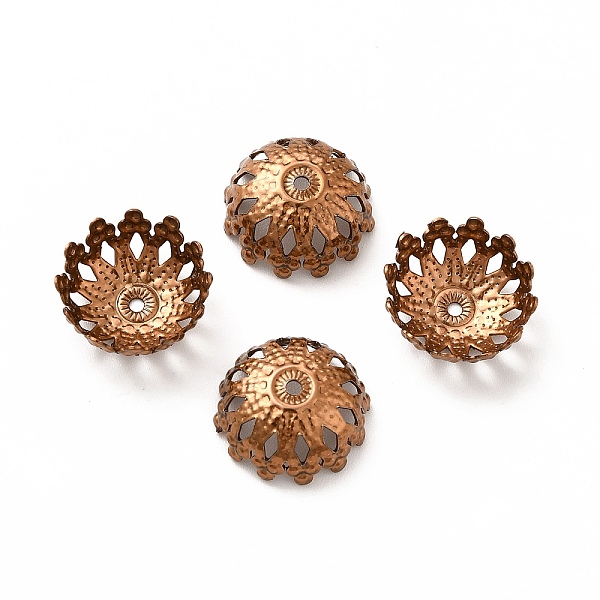 

PandaHall Ion Plating(IP) 304 Stainless Steel Fancy Bead Caps, Flower, Multi-Petal, Coffee Golden, 12.5x12x5mm, Hole: 1mm 304 Stainless...