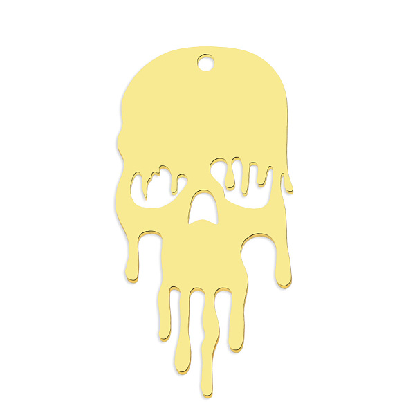 

PandaHall 201 Stainless Steel Pendants, Laser Cut, Vacuum Plating, Skull, Golden, 32.5x16x1mm, Hole: 1.6mm 201 Stainless Steel Skull