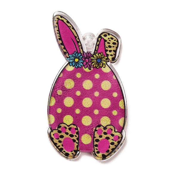 

PandaHall Easter Printed Transparent Acrylic Pendants, Rabbit & Egg, Camellia, 42x22x2.5mm, Hole: 1.6mm Acrylic Rabbit Pink